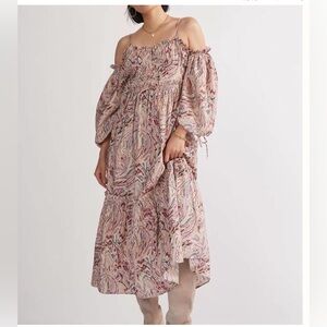 Anthropologie House of Harlow 1960 Pink Off-Shoulder Sundress